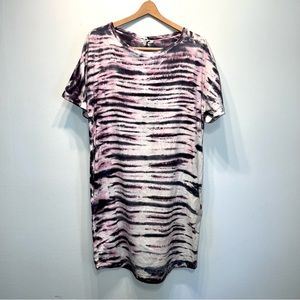 New Masscob Ivory Pink Gray 100% Cotton Lightweight Woven Women's Dress Size M